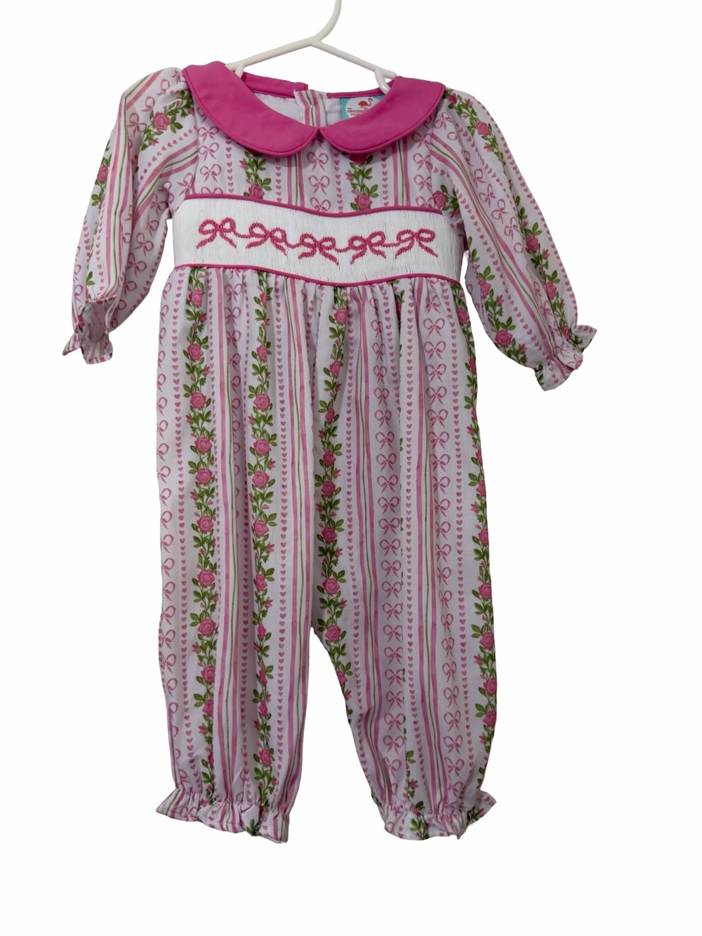 Smocked flamingo romper